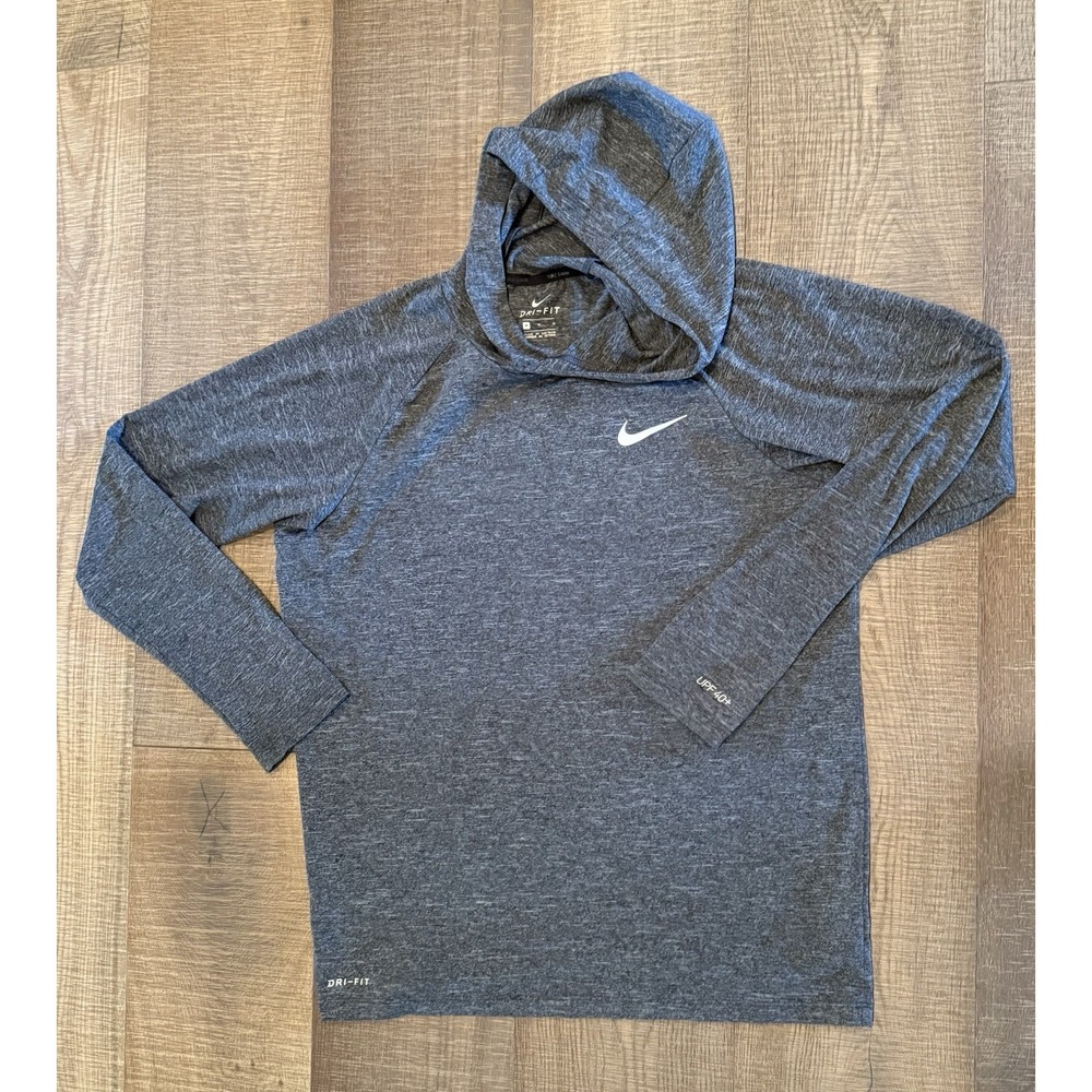 Nike Dri-FIT Men's Gray Hoodie M Moisture Wicking Pullover Long Sleeve